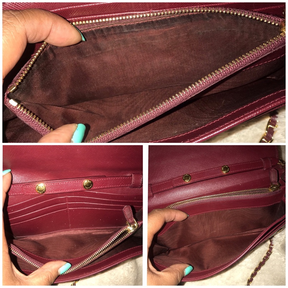👑✅PRICE FIRM✅ AUTHENTIC Burgundy Prada Wallet. (NO strap chain included) - Picture 9 of 17